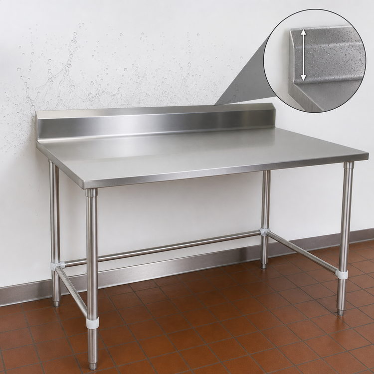 Product image #4 for John Boos Stallion 108-Inch x 30-Inch Stainless Steel Work Table with 5-Inch Backsplash