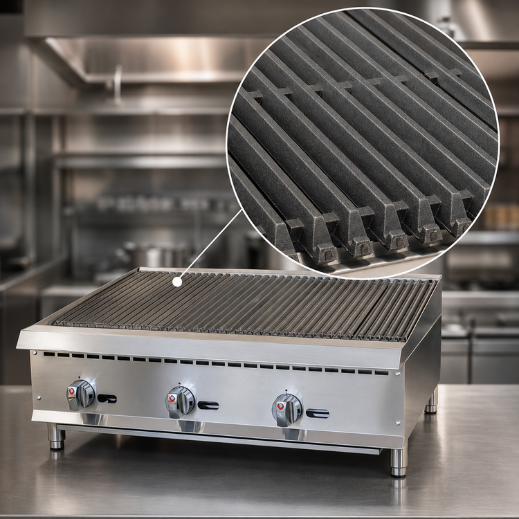 Product image #4 for IKON Cooking 36-Inch Natural Gas Radiant Charbroiler with 3 U-Shape Burners