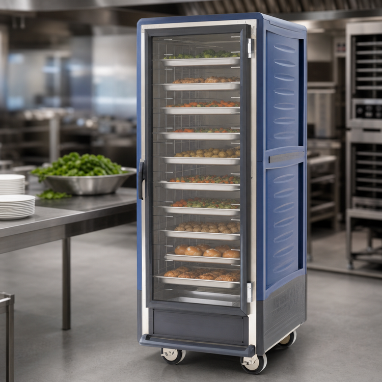 Product image #4 for Metro C5 3 Series Mobile Full-Height Heated Holding Cabinet with Clear Polycarbonate Door, Blue Insulation Armour, 35-Pan Capacity