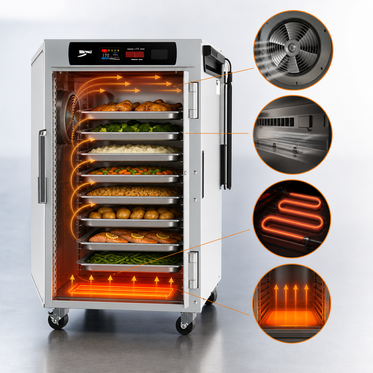 Product image #5 for Metro HotBlox Narrow 8-Pan Pass-Thru Undercounter Heated Holding Cabinet with Digital Touchscreen and Solid Front / Clear Rear Doors