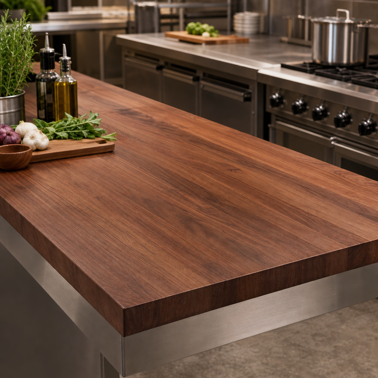 Product image #4 for John Boos Boos Block American Black Walnut Edge-Grain Kitchen Countertop, 144 x 32 x 2-1/4 Inches, Varnique Finish