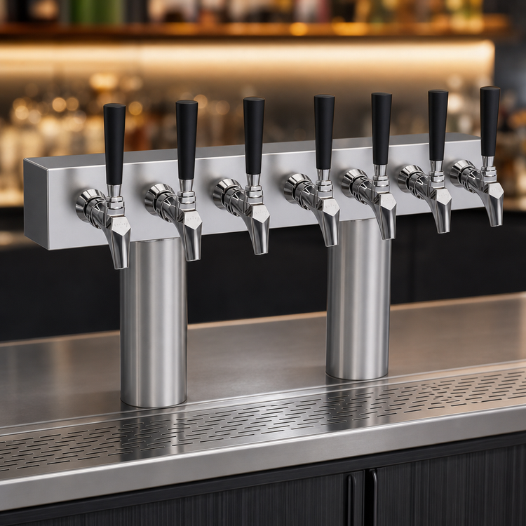 Product image #4 for Krowne Double T-Head Glycol-Cooled Draft Beer Tower, 8-Faucet Capacity