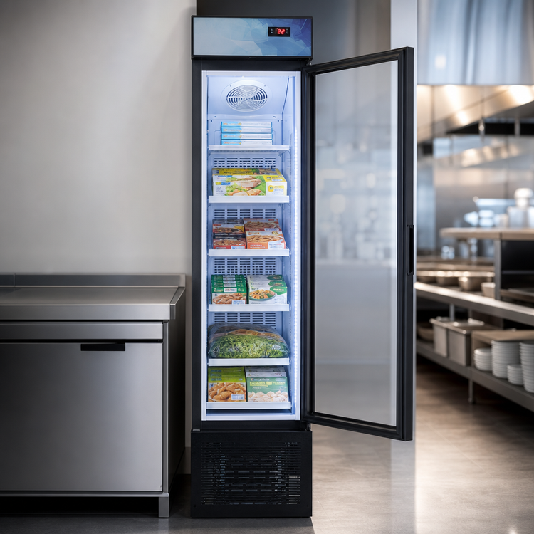 Product image #5 for Omcan Slim Reach-In Glass Door Display Freezer, 3.7 Cu. Ft., Black, 1-Section