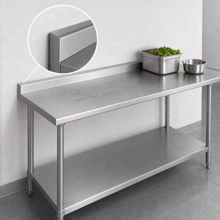 Product image #4 for Duke Stainless Steel Work Table with 1-1/8-Inch Straight Riser and Undershelf, 84 x 30 Inches