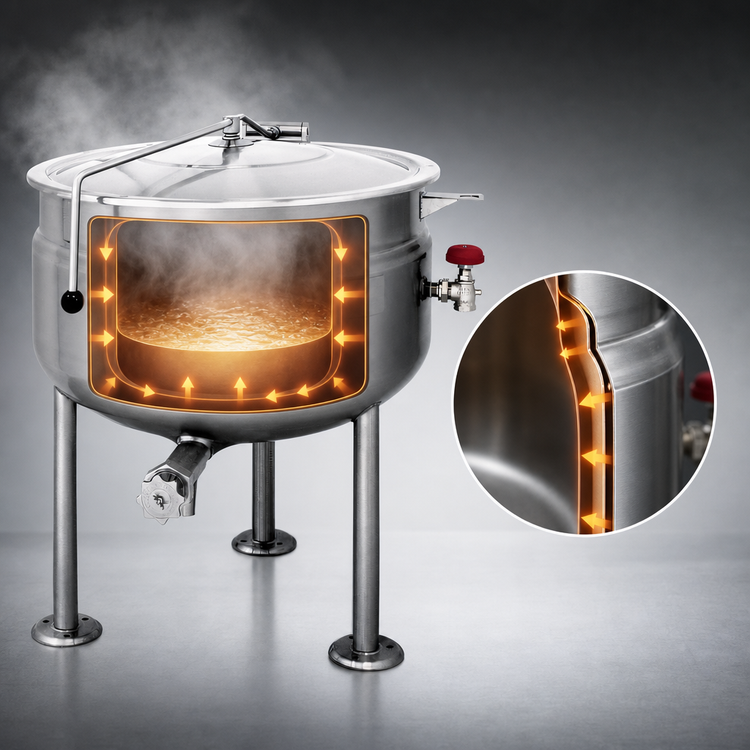 Product image #4 for Cleveland Range Short Series 60-Gallon Direct Steam Jacketed Kettle with Open Tri-Leg Base