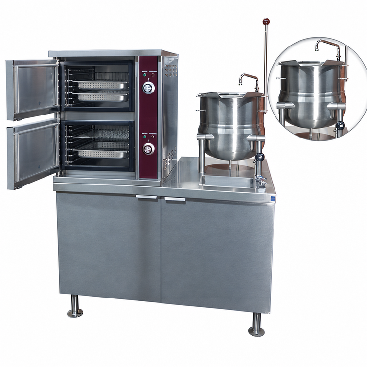 Product image #4 for Southbend Steam Electric Convection Steamer/Kettle with 2 Compartments, 6-Gallon Kettle, and 44-Inch Cabinet Base