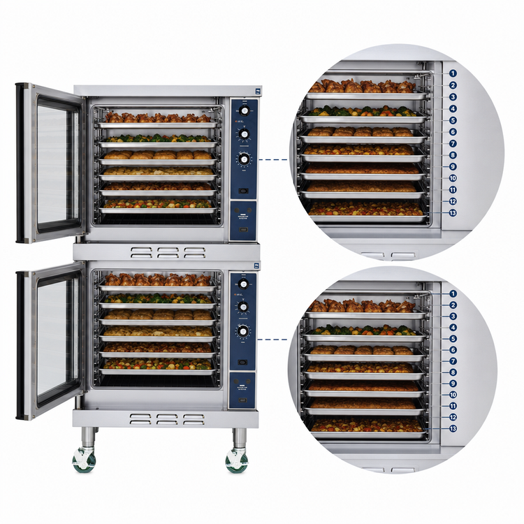Product image #4 for Duke 613Q-E2V Double-Deck Full-Size Electric Convection Oven with 8" Legs