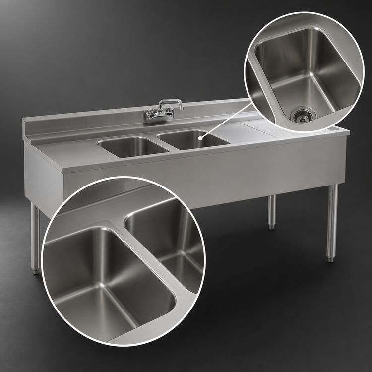 Product image #4 for Eagle Group 2200 Series 48-Inch Two-Compartment Underbar Sink with Right Drainboard