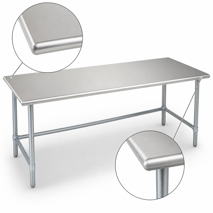 Product image #4 for Eagle Deluxe Series 144-Inch x 36-Inch Flat Top Work Table with 304 Stainless Steel Top and Galvanized Tubular Base