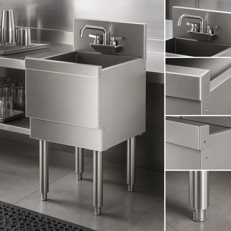 Product image #4 for Top Shelf TSF Series Extra Capacity Stainless Steel Underbar Sink Unit, 1 Compartment, 18 x 24 Inches, Deck-Mount Faucet Holes