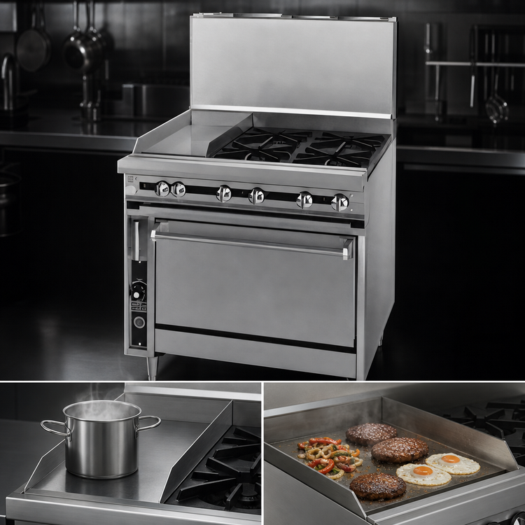 Product image #4 for Titan JTRH-24G-1HT Heavy Duty 36-Inch Gas Range with 12" Hot Top & 24" Griddle