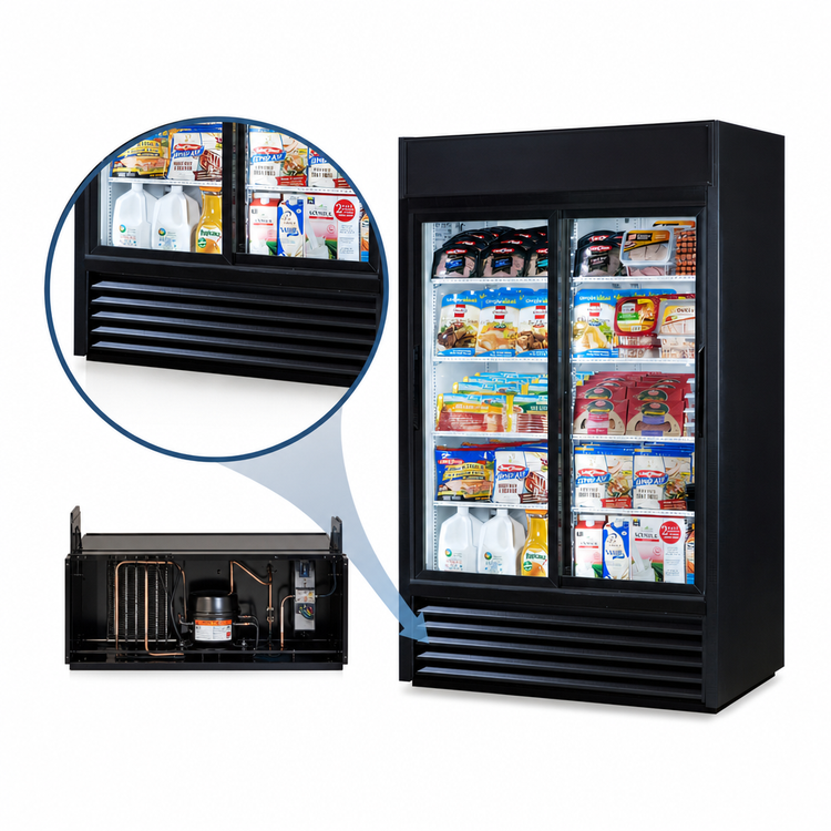 Product image #4 for True GDM-41-HC-LD Two-Section 8-Shelf Sliding Glass Door Merchandiser Refrigerator