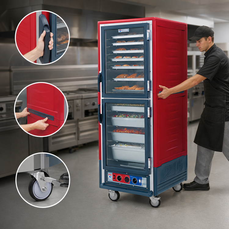 Product image #4 for Metro C5 3 Series Full-Height Mobile Heated Holding Cabinet with Dutch Clear Doors and Fixed Wire Slides