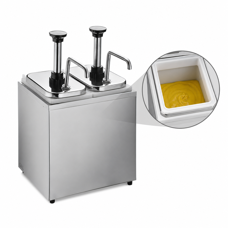 Product image #4 for CAC China CDDS-2 Stainless Steel Single Condiment Dispenser, 3.5 Qt, 11 Inch Wide