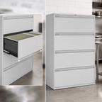 Thumbnail image #4 for Omcan USA 45791 36-Inch Wide Light Gray Lateral File Cabinet with Four Drawers