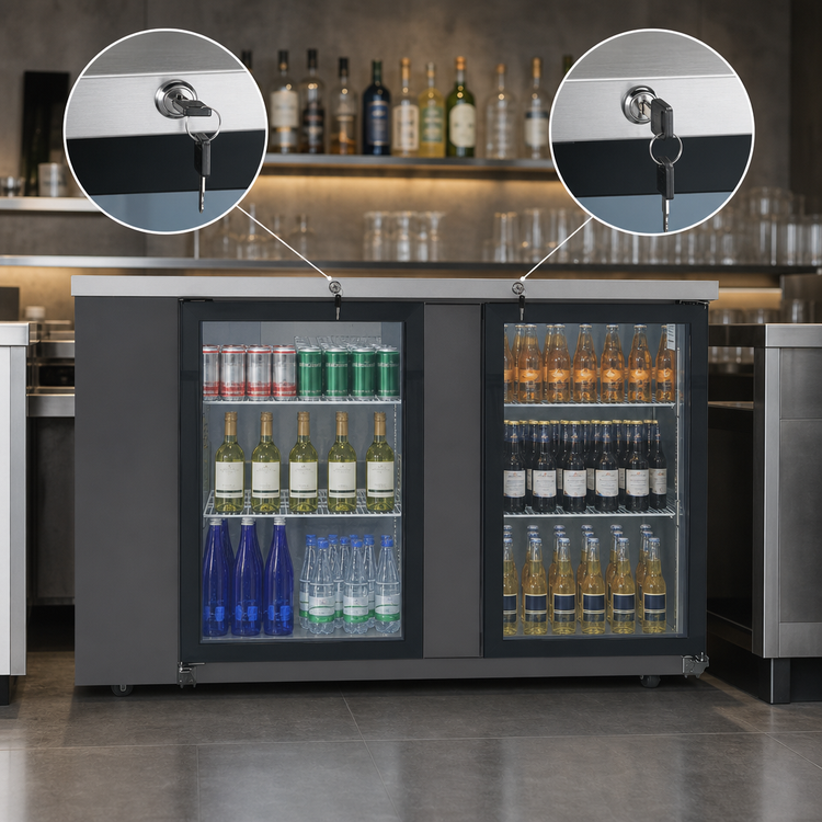 Product image #4 for Atosa Two-Section Shallow Depth Back Bar Cooler with Locking Glass Doors, 68-Inch, 18.6 Cu. Ft.