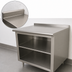 Thumbnail image #4 for Advance Tabco 120-Inch x 30-Inch Underbar Work Table with Open Front Cabinet Base, Mid-Shelf, and 1-1/2-Inch Rear Up-Turn