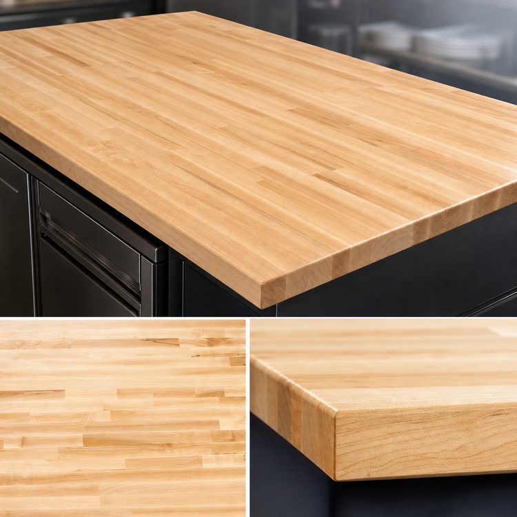 Product image #4 for Boos Block 120" x 27" Kitchen Countertop, Northern Hard Rock Maple, Blended Edge Grain, 1-1/2" Thick, Varnique Finish