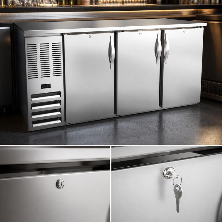 Product image #4 for Beverage Air BB72HC-S 72-Inch Three-Section Solid Door Back Bar Refrigerator