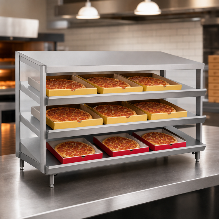 Product image #4 for Hatco Glo-Ray Countertop Pass-Thru Pizza Warmer with Triple Slant Shelves, 24-Inch x 18-Inch Deep