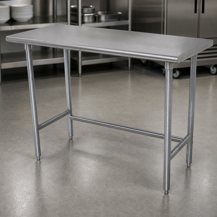 Product image #4 for Advance Tabco 84-Inch x 24-Inch 304 Stainless Steel Flat Top Work Table with Galvanized Open Base