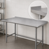 Thumbnail image #4 for Advance Tabco 108-Inch x 24-Inch 16-Gauge 304 Stainless Steel Work Table with 1-1/2-Inch Rear Up-Turn and Open Galvanized Base