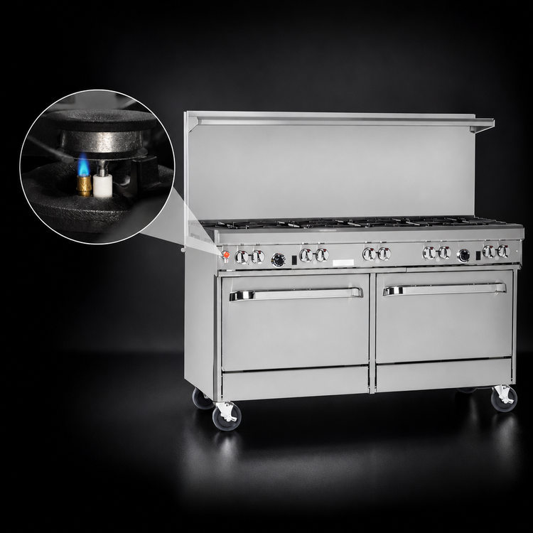 Product image #4 for Southbend Ultimate 60-Inch Gas Restaurant Range with 2 Cabinets and Backriser Shelf