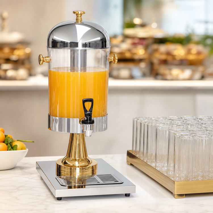 Product image #4 for Thunder Group 2.2 Gallon Single Juice Dispenser with Ice Core Center and Gold Accents