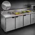 Thumbnail image #4 for Beverage-Air Three-Section Worktop Refrigerator with 3 Solid Doors, 93-Inch Stainless Steel Top, and 4-Inch Backsplash