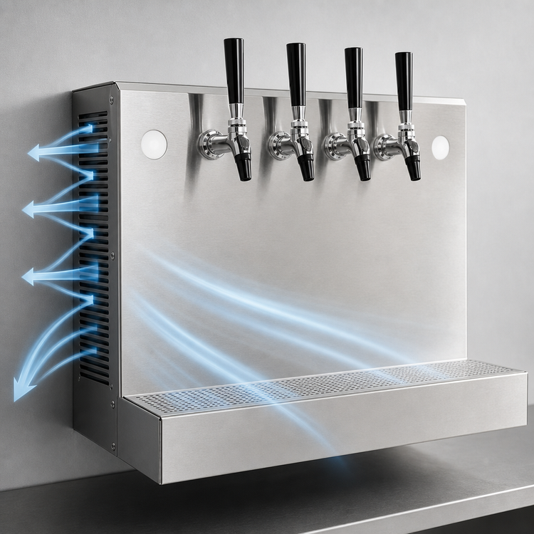 Product image #4 for Perlick 3774A4B Wall-Mount Air-Cooled 4-Faucet Draft Beer Dispenser