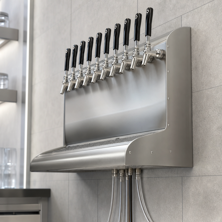 Product image #4 for Perlick 4076DN5 5-Faucet Bottom-Exit Glycol-Cooled Wall-Mount Modular Draft Beer Dispensing Tower