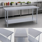 Thumbnail image #4 for Duke Manufacturing 314S-2484 Stainless Steel Work Table, 84 x 24 x 36 in, Open Base with Undershelf, 300 Series Top, No Backsplash
