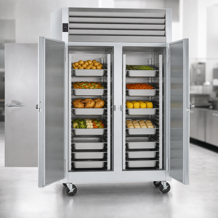 Product image #4 for Traulsen Spec-Line RHF232WP-FHS Two-Section Pass-Thru Heated Holding Cabinet, Full-Height Solid Doors, Standard Depth, Adjustable Legs