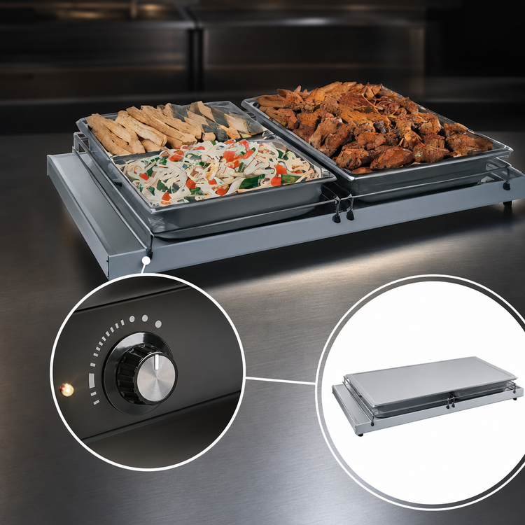 Product image #4 for Hatco Glo-Ray® Freestanding Heated Shelf, 66-Inch W x 13-3/4-Inch D, Stainless Steel Top