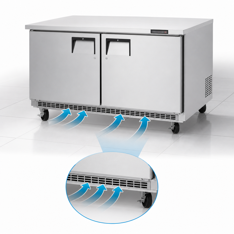 Product image #4 for Everest Refrigeration Two-Section Undercounter/Worktop Freezer, 59-1/4 Inch W, 18 Cu. Ft., Solid Doors