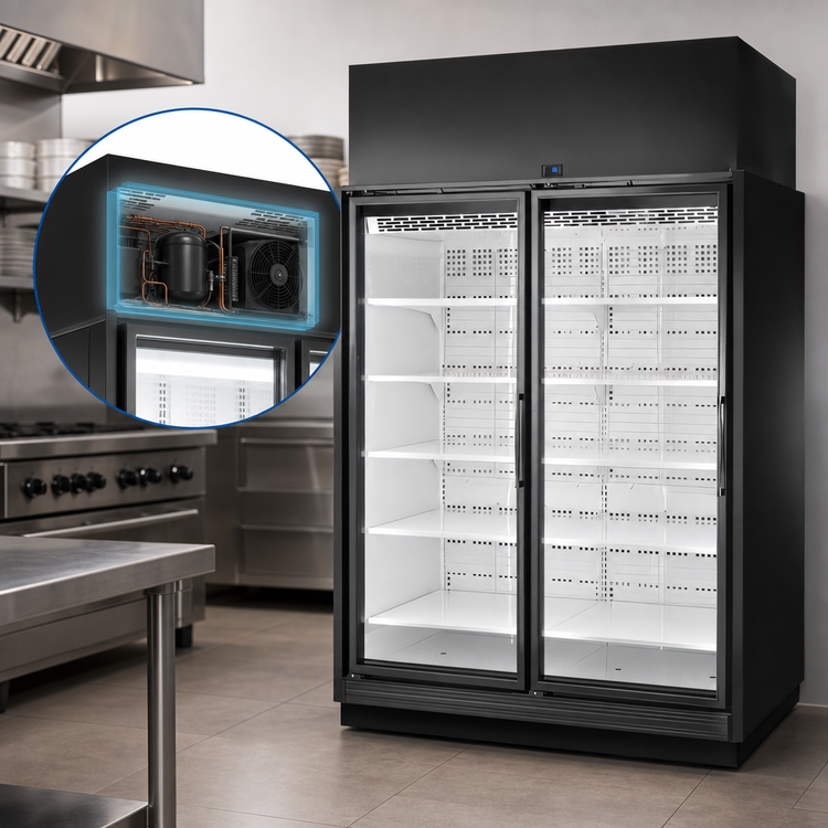 Product image #4 for True TRM2M 2-Door Medium Temp Self-Contained Glass Door Refrigerated Merchandiser