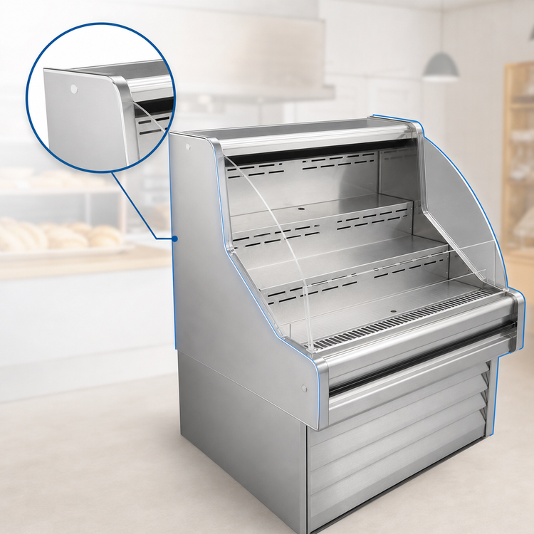 Product image #4 for Howard-McCray Ovation Series 75-Inch Curved Self-Contained Open Merchandiser Cooler, Stainless Steel