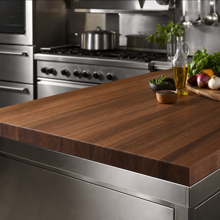 Product image #4 for Boos Block American Black Walnut Edge Grain Kitchen Countertop, 96 x 36 x 3 Inch, Varnique Finish