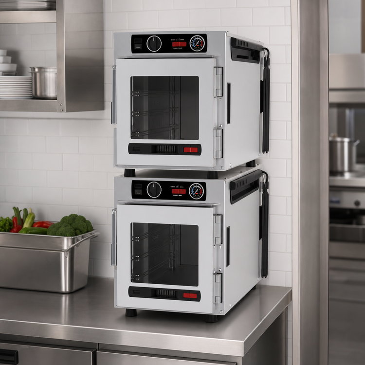 Product image #5 for Metro HotBlox™ Narrow 4-Pan Pass-Thru Insulated Holding Cabinet, Countertop/Stacking, Analog Controls, Clear Front/Solid Rear Doors