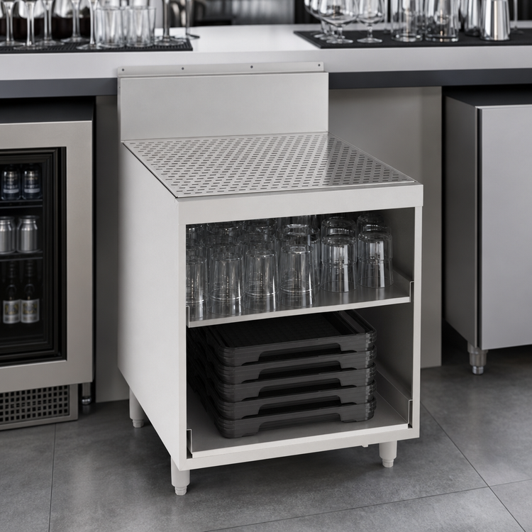 Product image #4 for Krowne Royal Series 24 x 24-Inch Underbar Multi-Use Glass Storage Unit with Drainboard Top