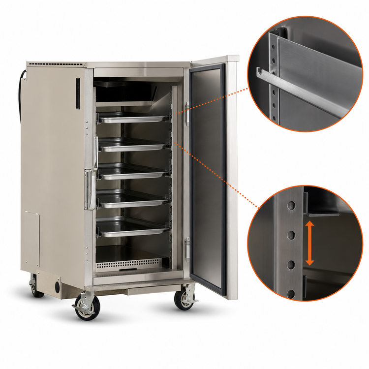 Product image #5 for FWE Clymate IQ PHTT-6 Mobile Heated Humidity Holding Cabinet with 6 Universal Tray Slides