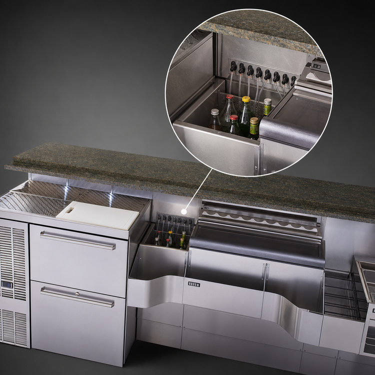 Product image #4 for Perlick Tobin Ellis Signature Series 68-Inch Pre-Configured Bartender Station with Soda Manifold and Wall-Mount Faucet