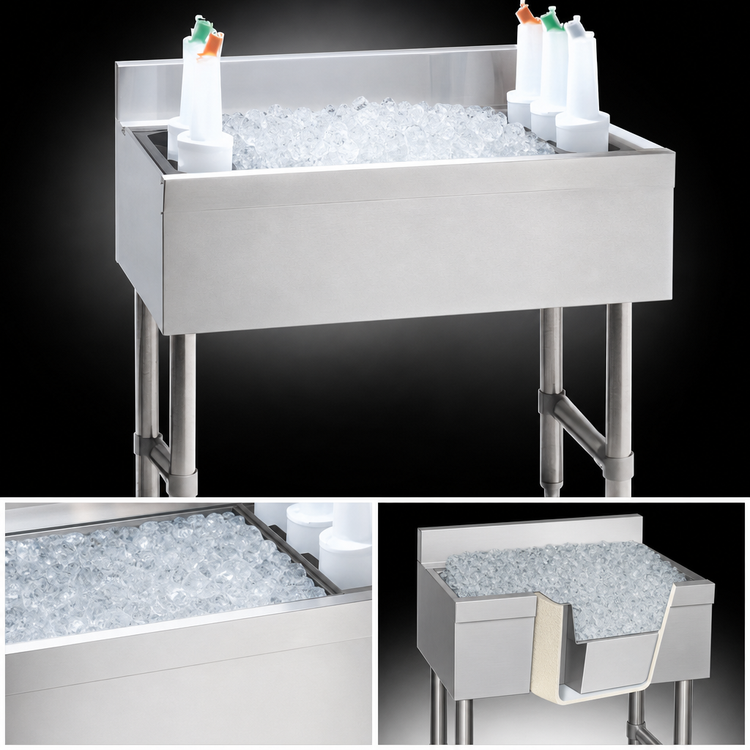 Product image #4 for Advance Tabco Underbar Basics 36-Inch Stainless Steel Cocktail Unit with 12-Inch Deep Ice Bin and 7-Circuit Cold Plate