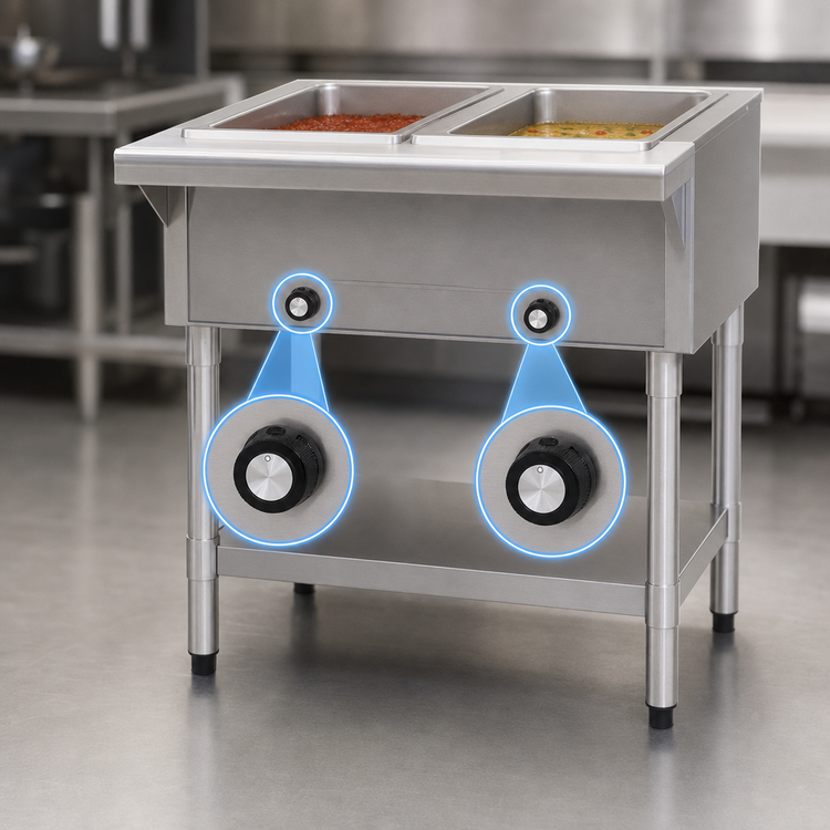 Product image #4 for Eagle Group Stationary Electric Open Base Two-Well Hot Food Table, 33 Inch Wide, 120V
