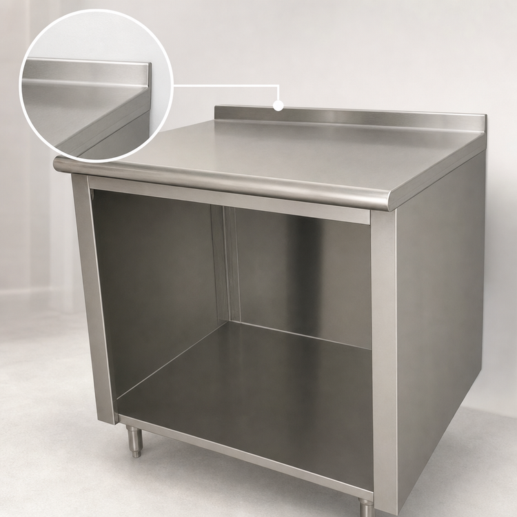 Product image #4 for Advance Tabco 108" x 24" 14 Gauge 304 Stainless Steel Work Table with Open Front Cabinet Base