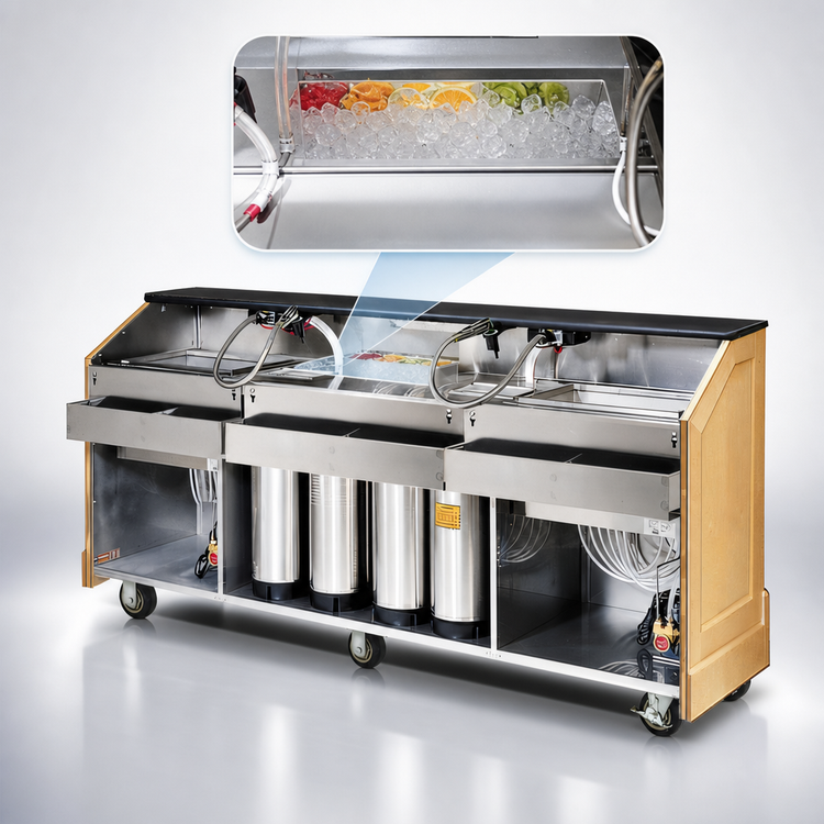 Product image #4 for FWE Executive Series 72-Inch Portable Bar for Post-Mix/Bag-In-Box Beverage Service