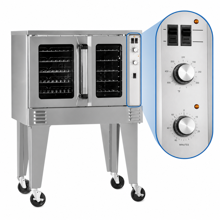 Product image #4 for Southbend Platinum Full-Size Single Deck Standard-Depth Electric Convection Oven, 11 kW, Standard Controls, Independent Doors, Ventless