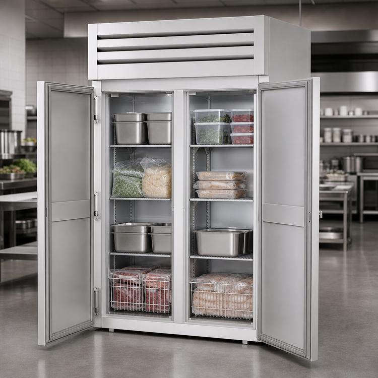 Product image #4 for True Spec Series 2-Section Roll-In Freezer with Locking Stainless Steel Doors and Self-Contained Refrigeration