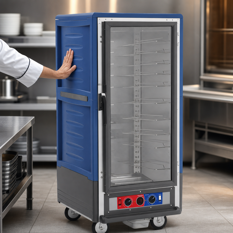 Product image #4 for Metro C5 3 Series Mobile 3/4 Height Combination Heated Holding and Proofing Cabinet with Clear Polycarbonate Door and Blue Insulation Armour