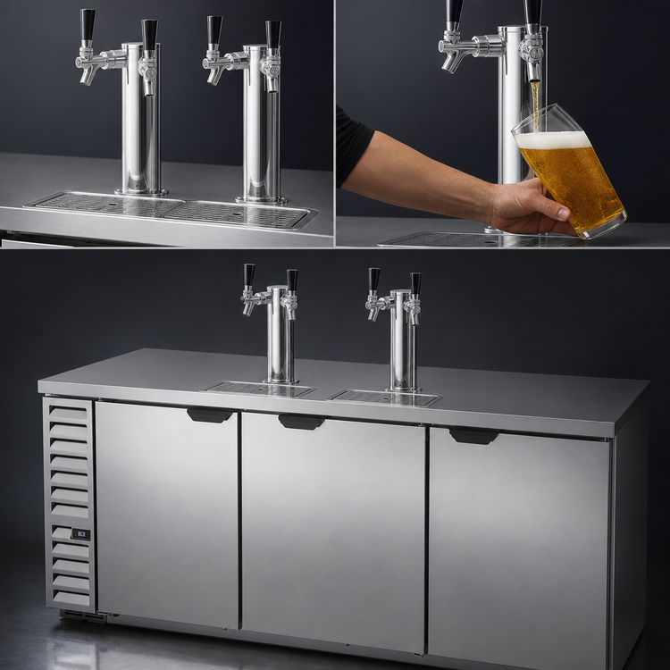 Product image #4 for Beverage-Air DD94HC-S 94-Inch Direct Draw Draft Beer Cooler with 3 Solid Doors, 2 Dual-Faucet Towers, and 5 Half-Barrel Keg Capacity